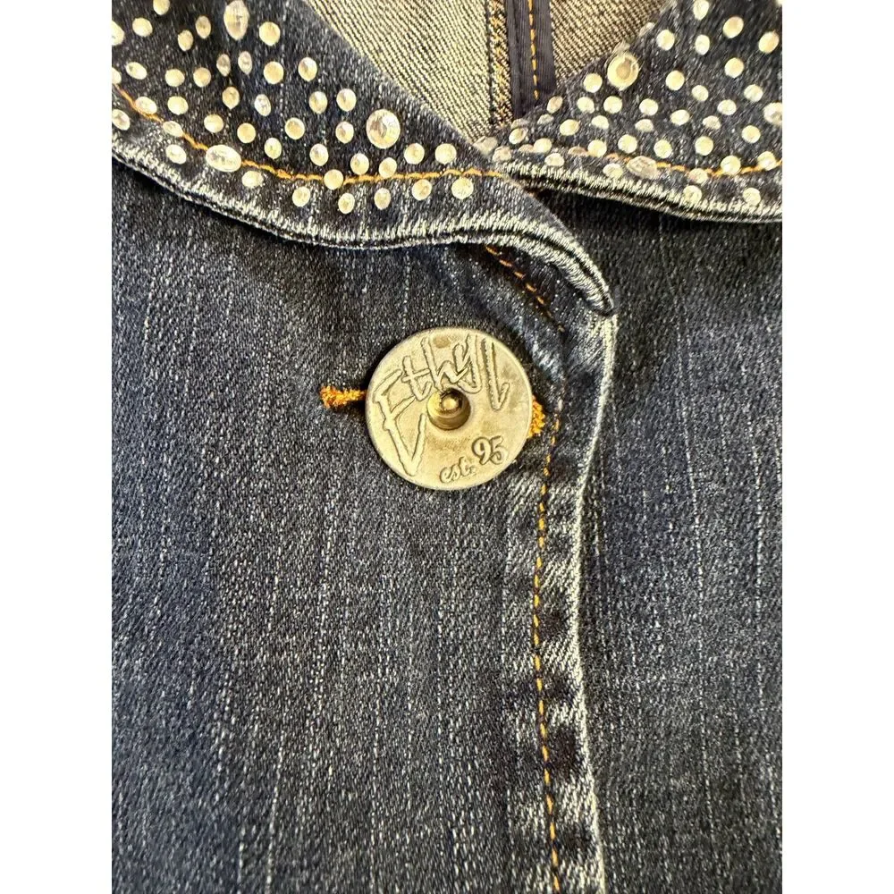 Ethyl Denim Vest with Rhinestone Accents - Picture 5 of 8